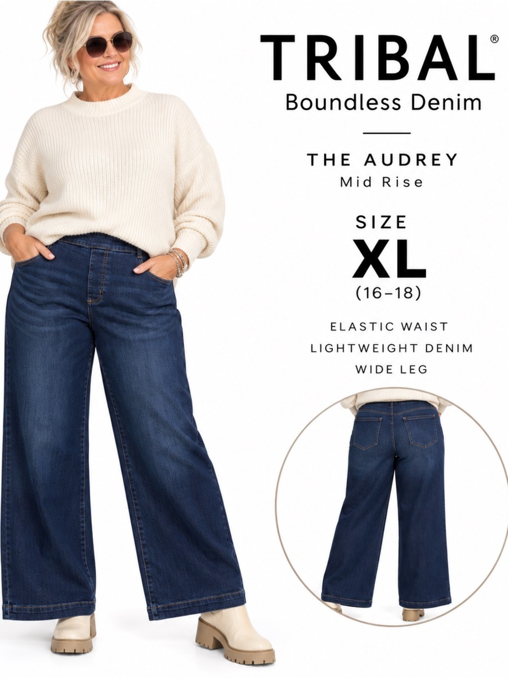Tribal Boundless Denim – Audrey Mid Rise Jeans – XL